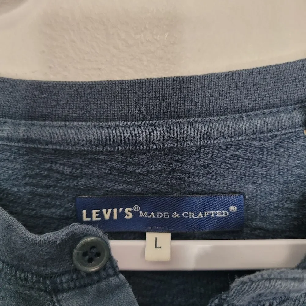 Levi's Made & Crafted navy blue henley Shirt Classic Size Large